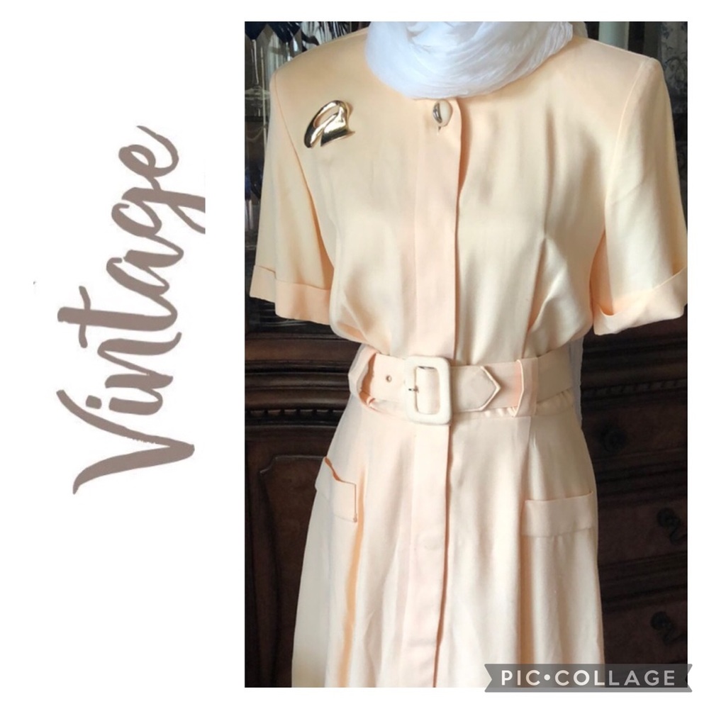 Vintage Peplum Dress with Belt Size 8